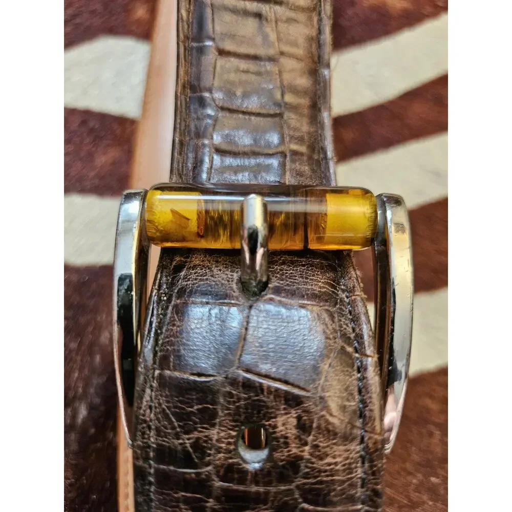 Martin Dingman Alligator Grain Italian Calfskin Leather Belt Sz 40 Handmade USA